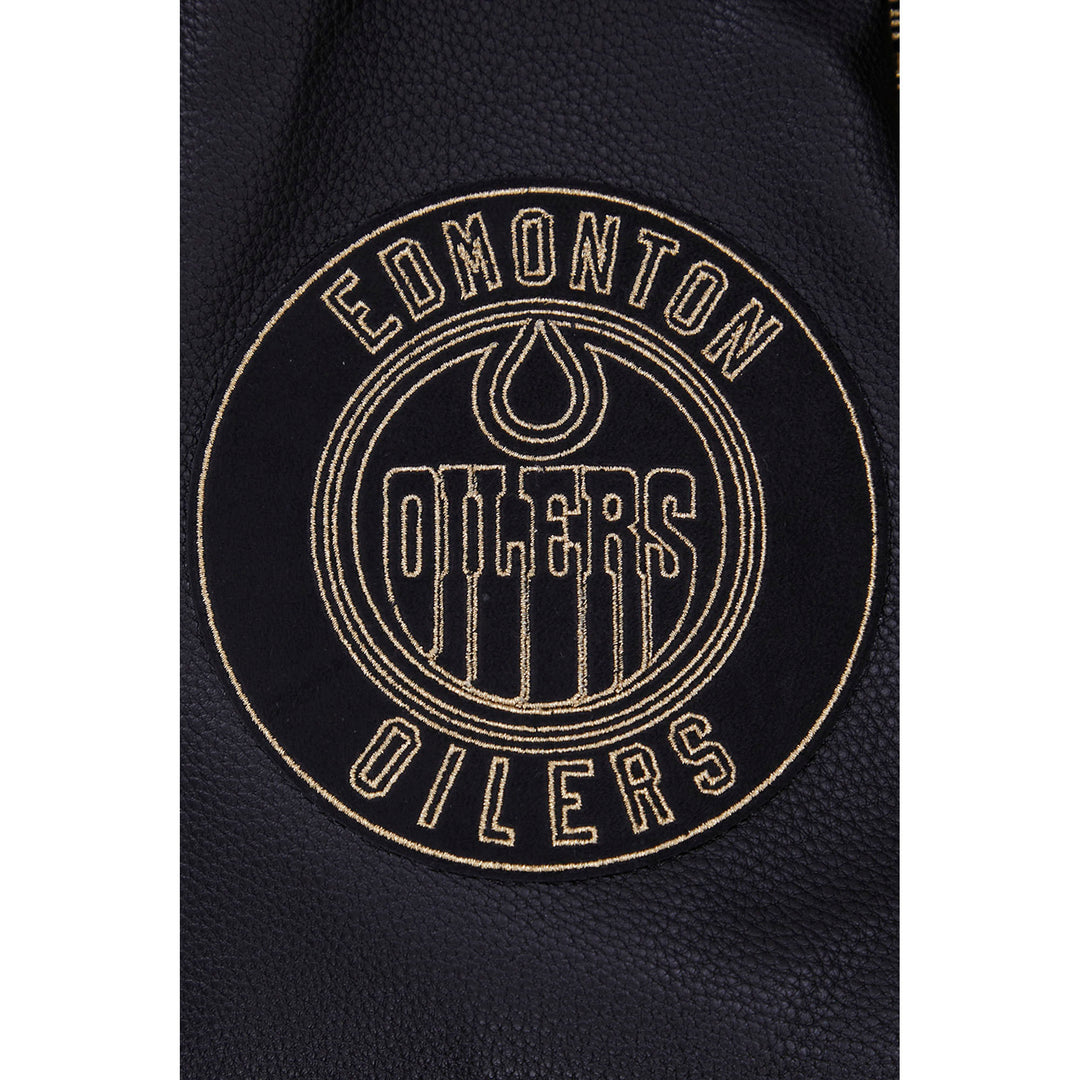 Edmonton Oilers Pro Standard Black & Gold Wool Varsity Jacket