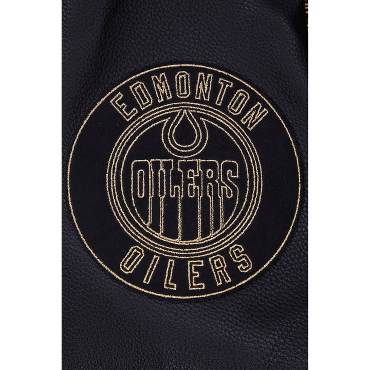 Edmonton Oilers Pro Standard Black & Gold Wool Varsity Jacket