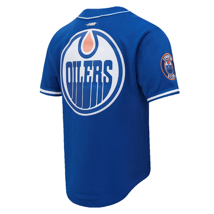 Edmonton Oilers Pro Standard Script Tail Blue Baseball Jersey