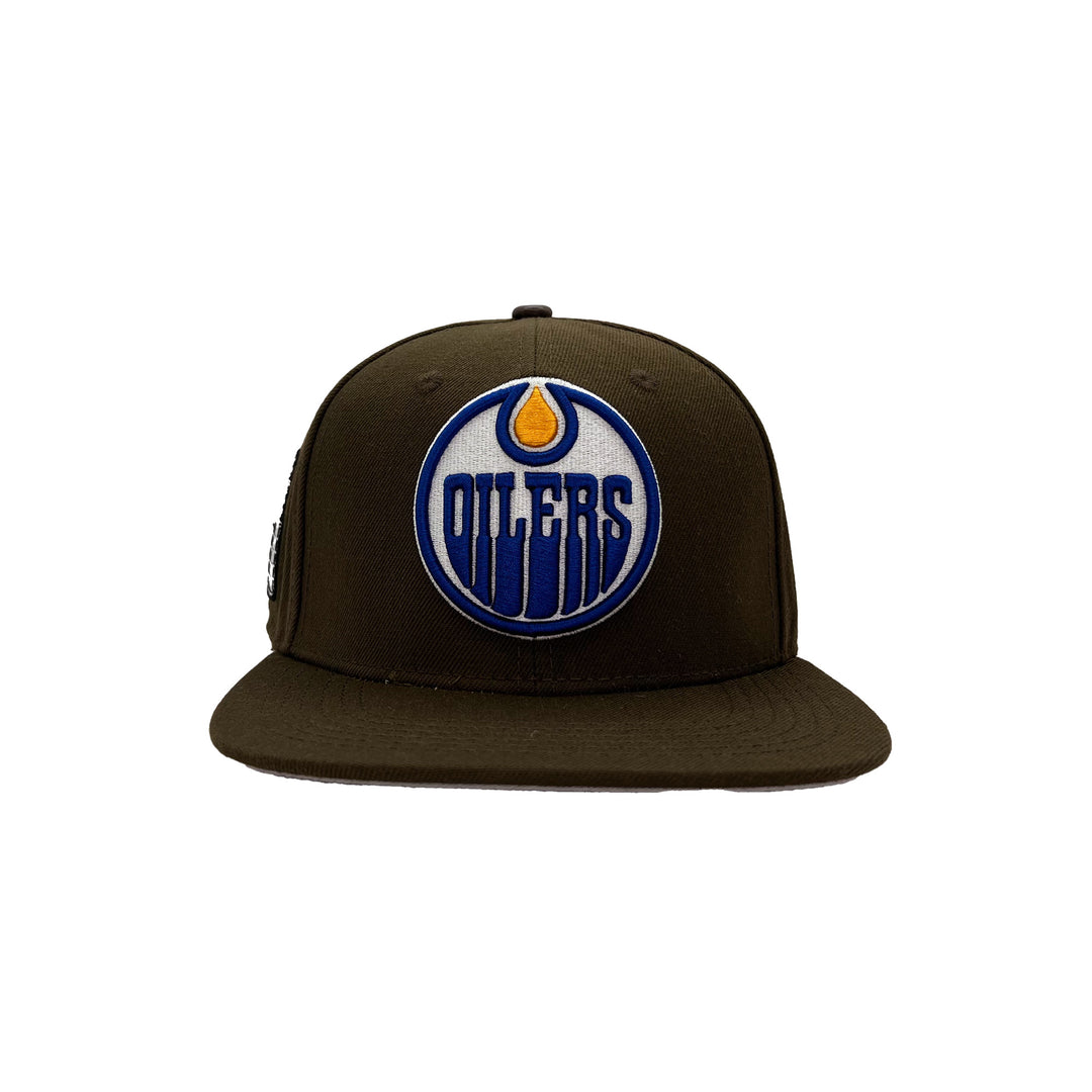 Edmonton Oilers Pro Standard Brown Home Logo Wool Snapback Hat