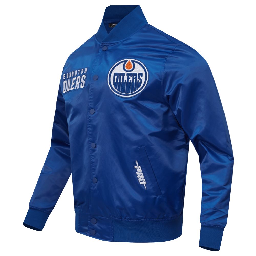 Edmonton Oilers Pro Standard City Arch Blue Satin Jacket