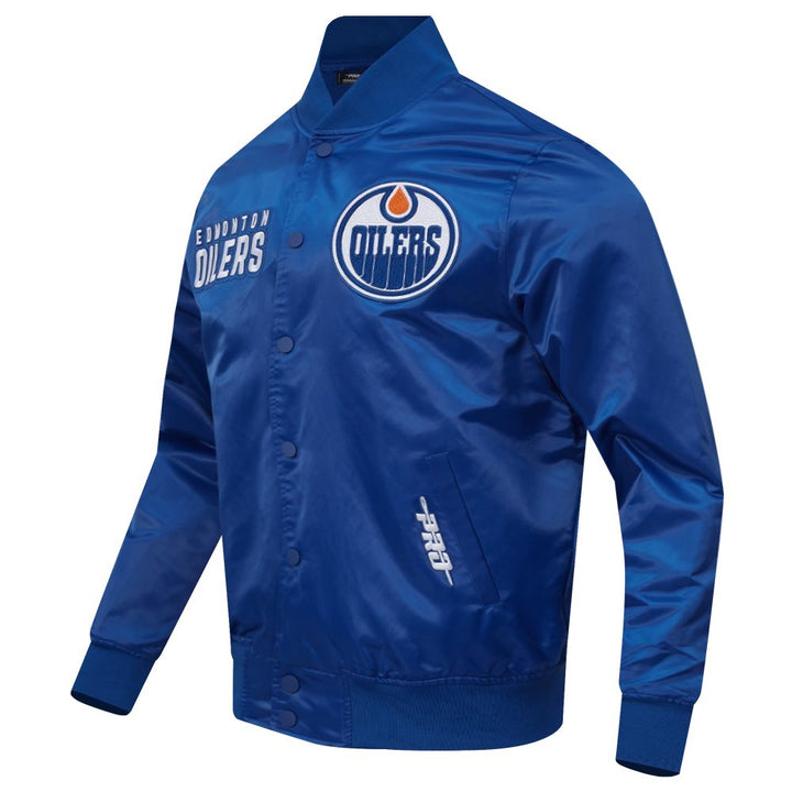 Edmonton Oilers Pro Standard City Arch Blue Satin Jacket