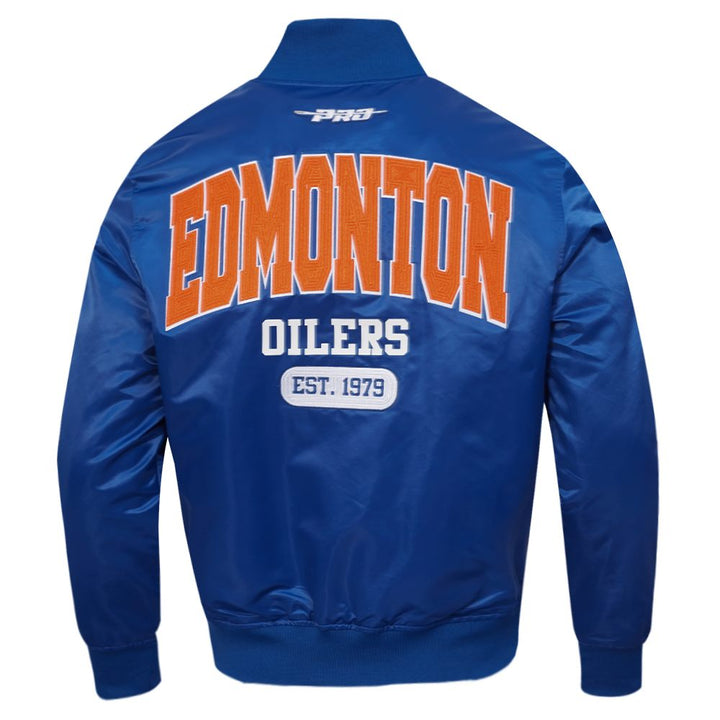 Edmonton Oilers Pro Standard City Arch Blue Satin Jacket