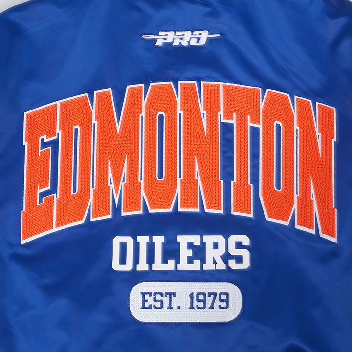 Edmonton Oilers Pro Standard City Arch Blue Satin Jacket