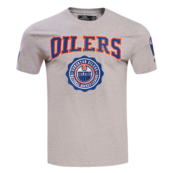 Edmonton Oilers Pro Standard Crest Emblem Heather Grey T-Shirt