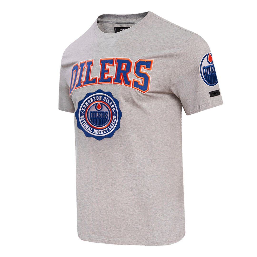 Edmonton Oilers Pro Standard Crest Emblem Heather Grey T-Shirt