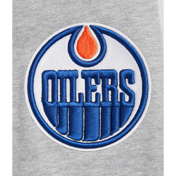 Edmonton Oilers Pro Standard Crest Emblem Rib Fleece Heather Grey Hoodie