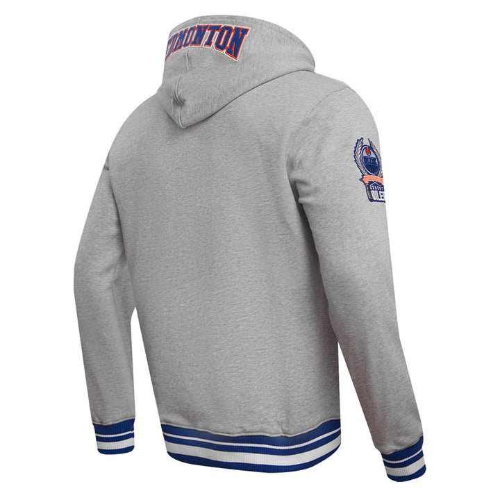 Edmonton Oilers Pro Standard Crest Emblem Rib Fleece Heather Grey Hoodie