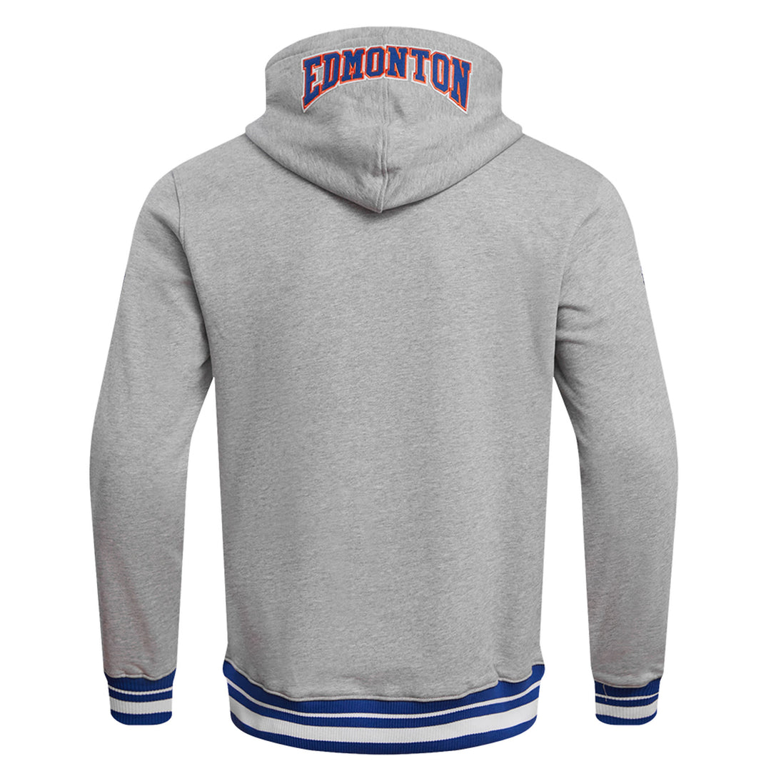 Edmonton Oilers Pro Standard Crest Emblem Rib Fleece Heather Grey Hoodie