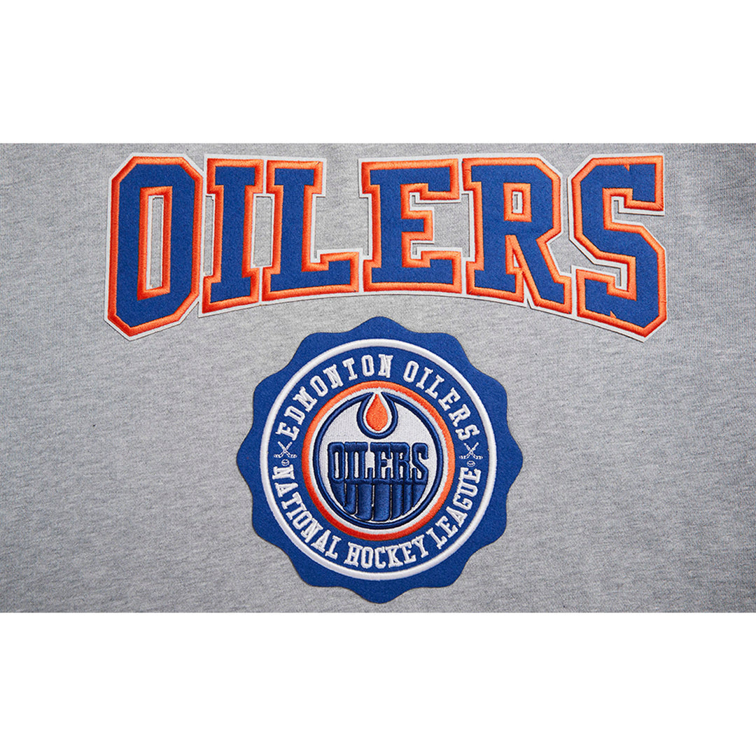 Edmonton Oilers Pro Standard Crest Emblem Rib Fleece Heather Grey Hoodie