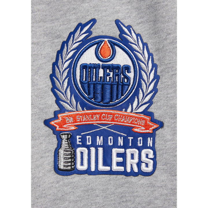 Edmonton Oilers Pro Standard Crest Emblem Rib Fleece Heather Grey Hoodie