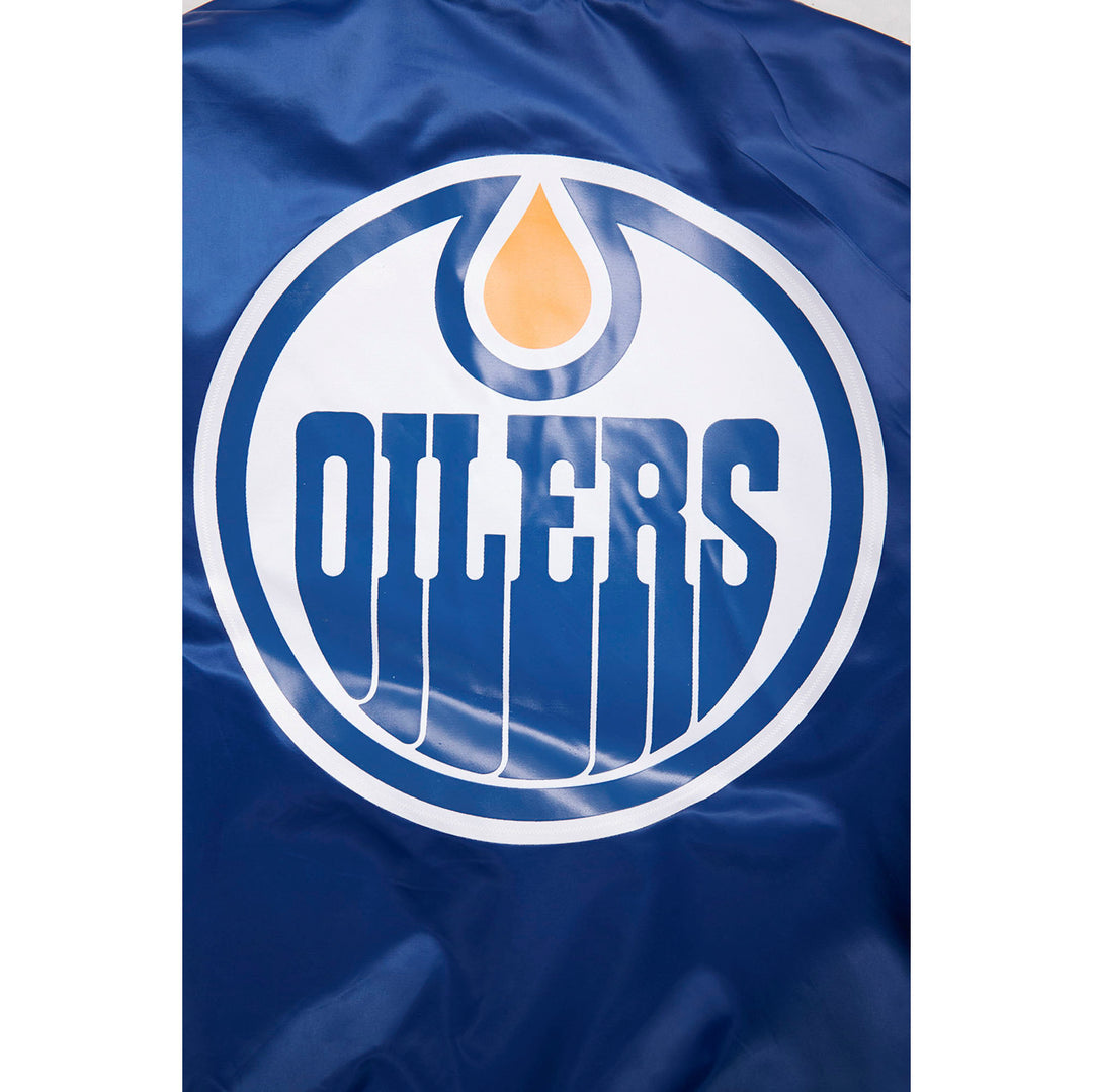 Edmonton Oilers Pro Standard Blue Classic Satin Varsity Jacket