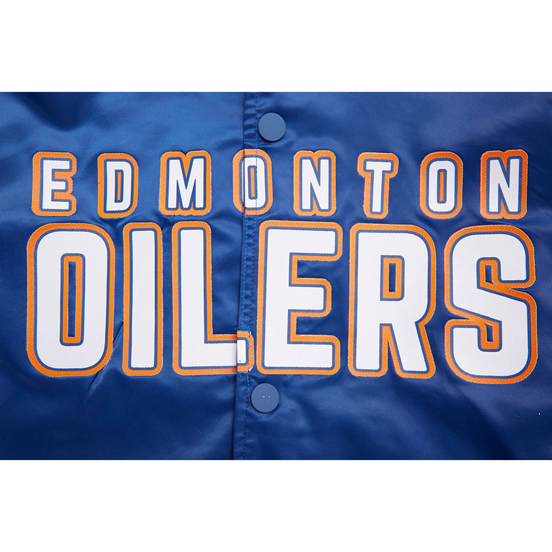 Edmonton Oilers Pro Standard Blue Classic Satin Varsity Jacket