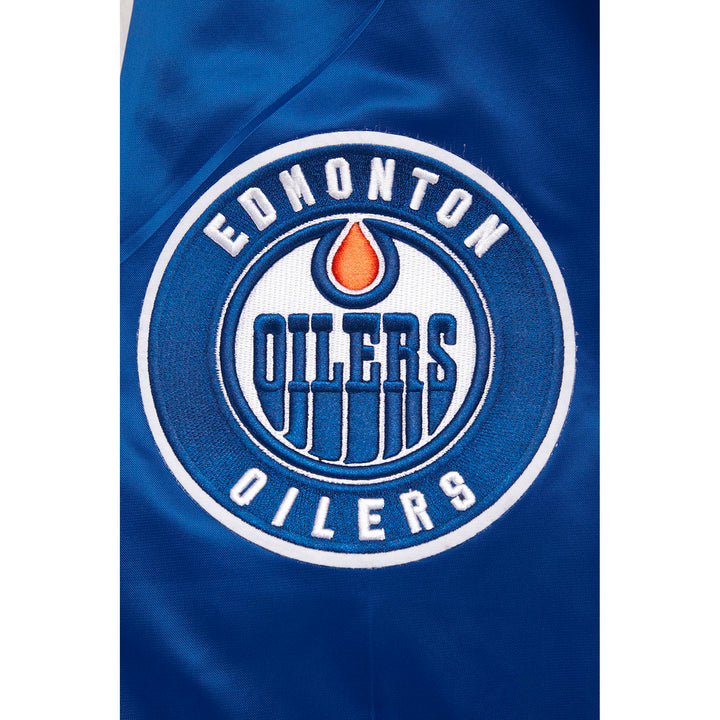 Edmonton Oilers Pro Standard Blue Classic Satin Varsity Jacket