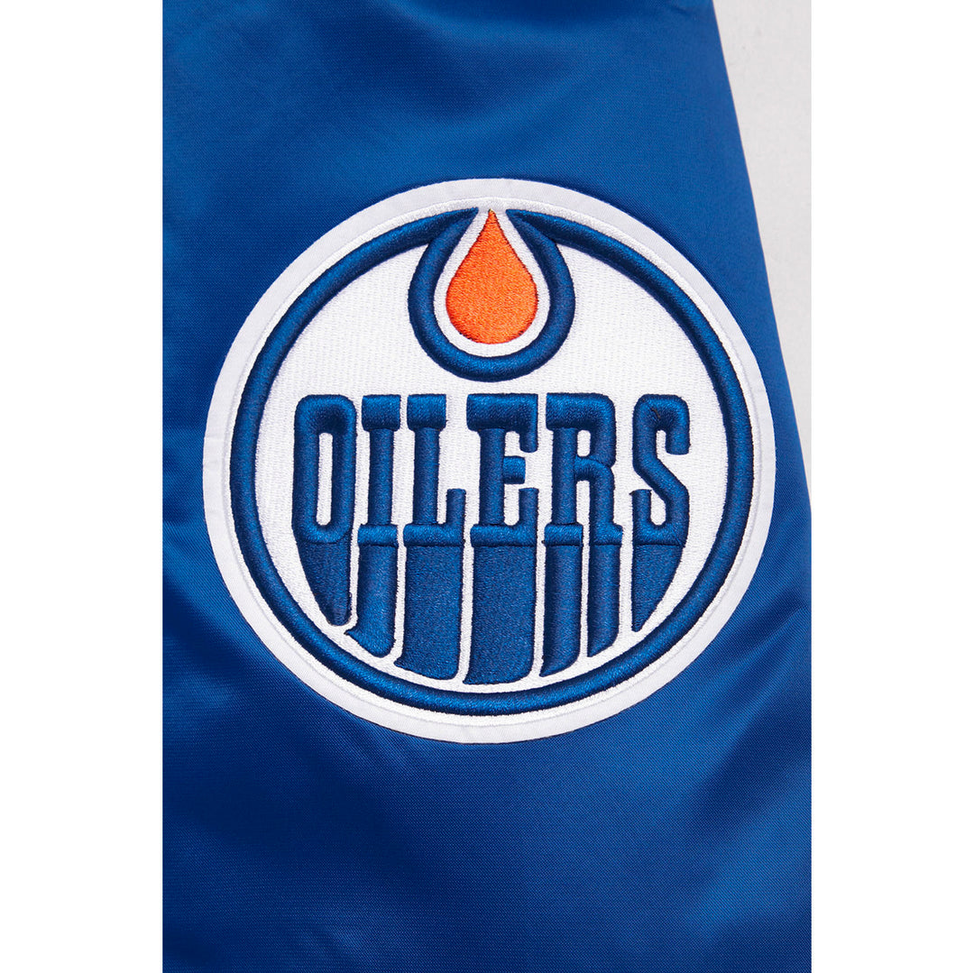 Edmonton Oilers Pro Standard Blue Classic Satin Varsity Jacket