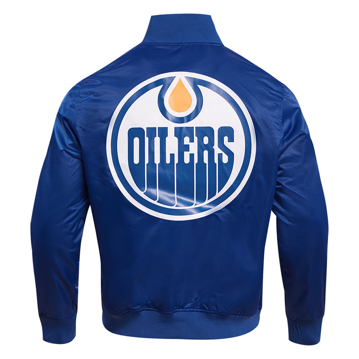 Edmonton Oilers Pro Standard Blue Classic Satin Varsity Jacket