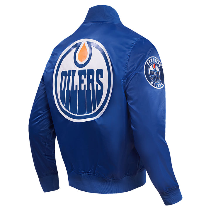 Edmonton Oilers Pro Standard Blue Classic Satin Varsity Jacket