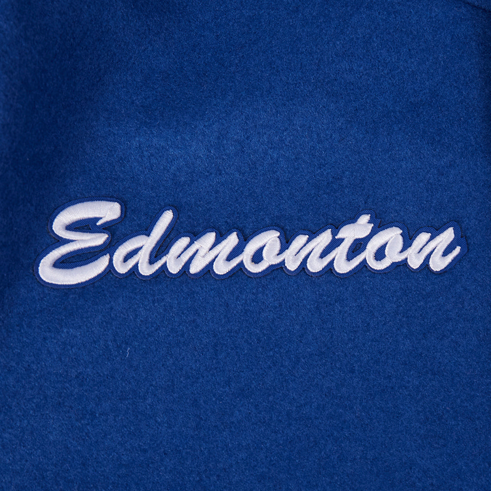 Edmonton Oilers Pro Standard Team Badge Royal Wool Varsity Jacket