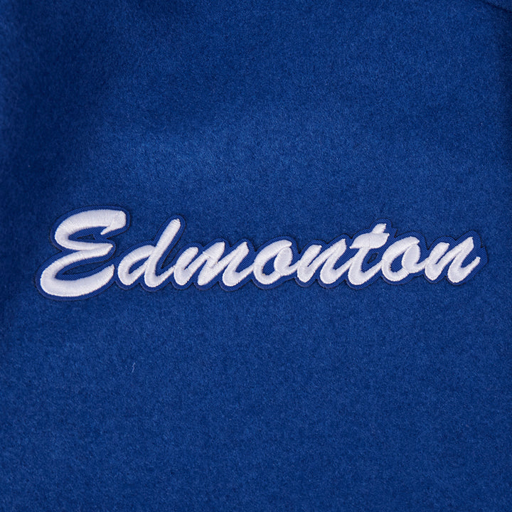 Edmonton Oilers Pro Standard Team Badge Royal Wool Varsity Jacket