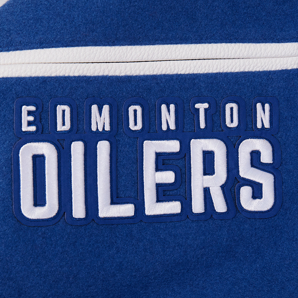 Edmonton Oilers Pro Standard Team Badge Royal Wool Varsity Jacket