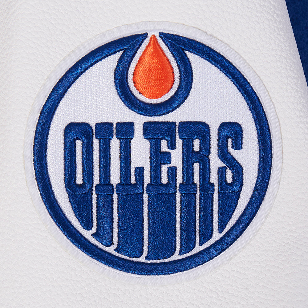 Edmonton Oilers Pro Standard Team Badge Royal Wool Varsity Jacket