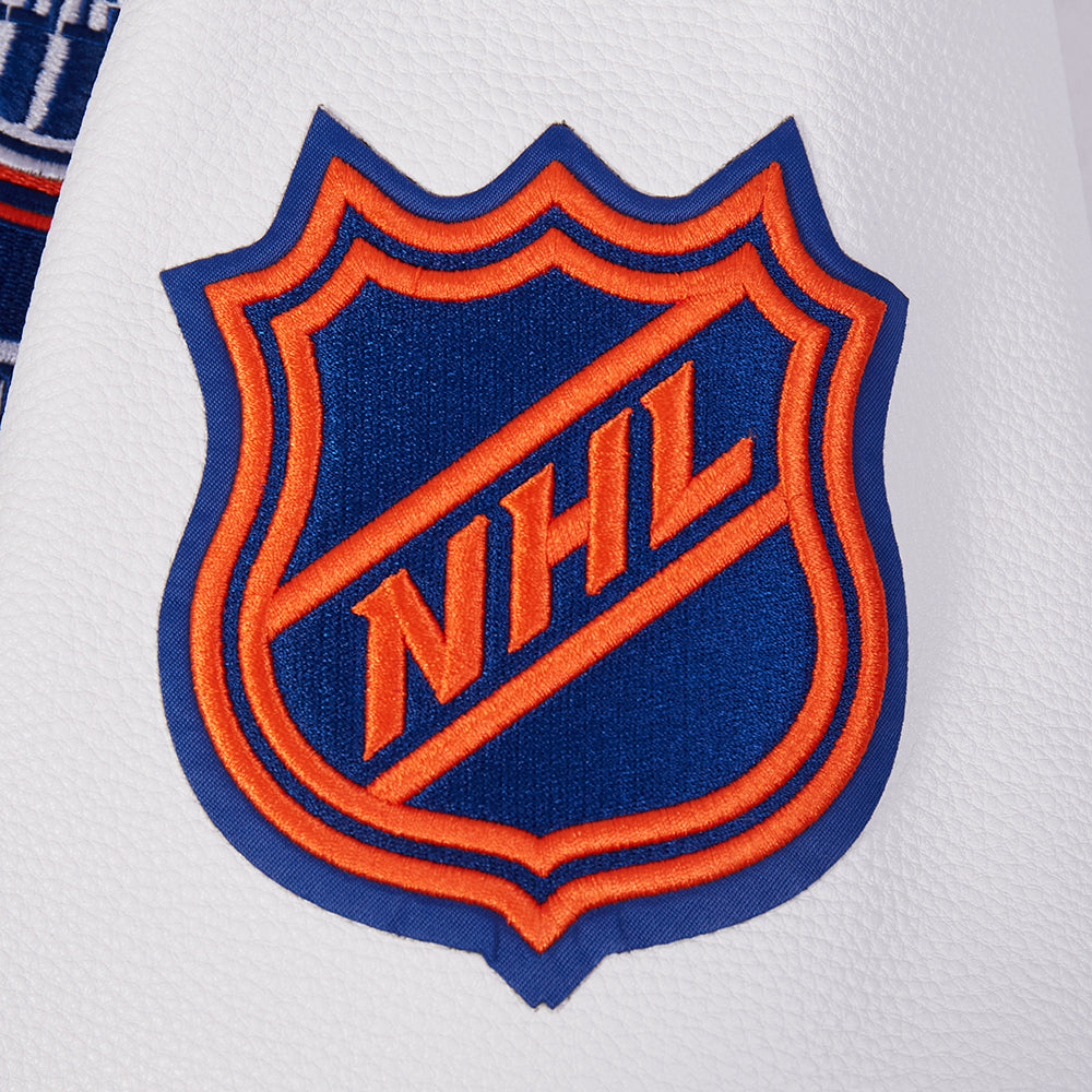 Edmonton Oilers Pro Standard Team Badge Royal Wool Varsity Jacket