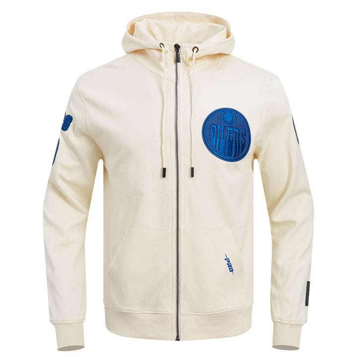 Edmonton Oilers Pro Standard Triple Tonal Cream Full-Zip Hoodie