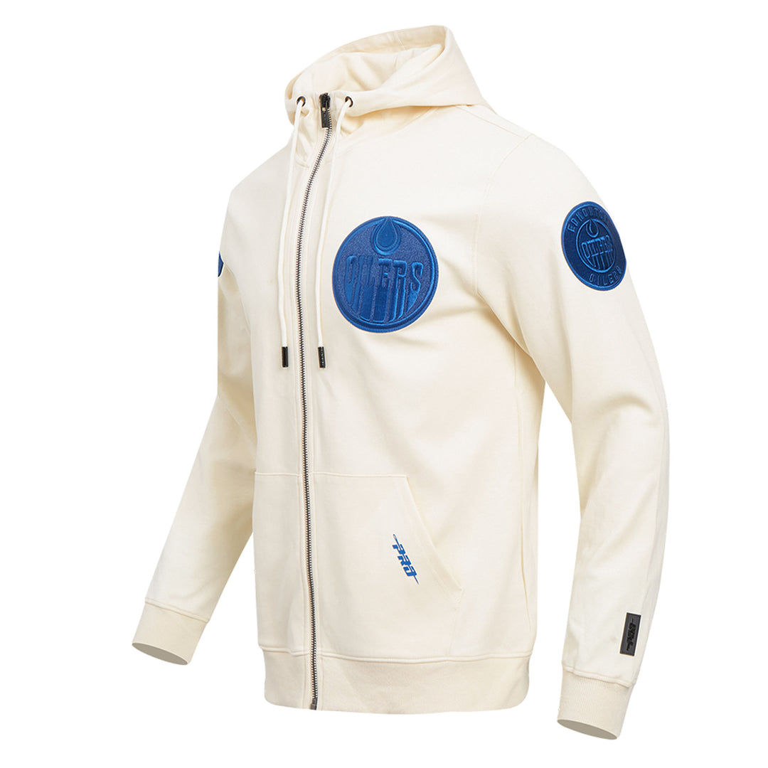 Edmonton Oilers Pro Standard Triple Tonal Cream Full-Zip Hoodie