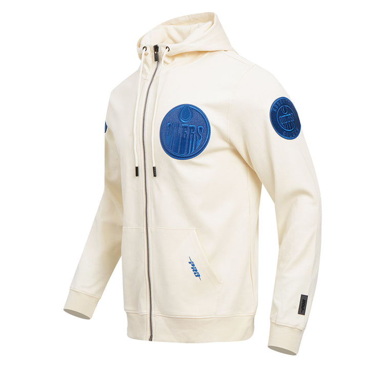 Edmonton Oilers Pro Standard Triple Tonal Cream Full-Zip Hoodie
