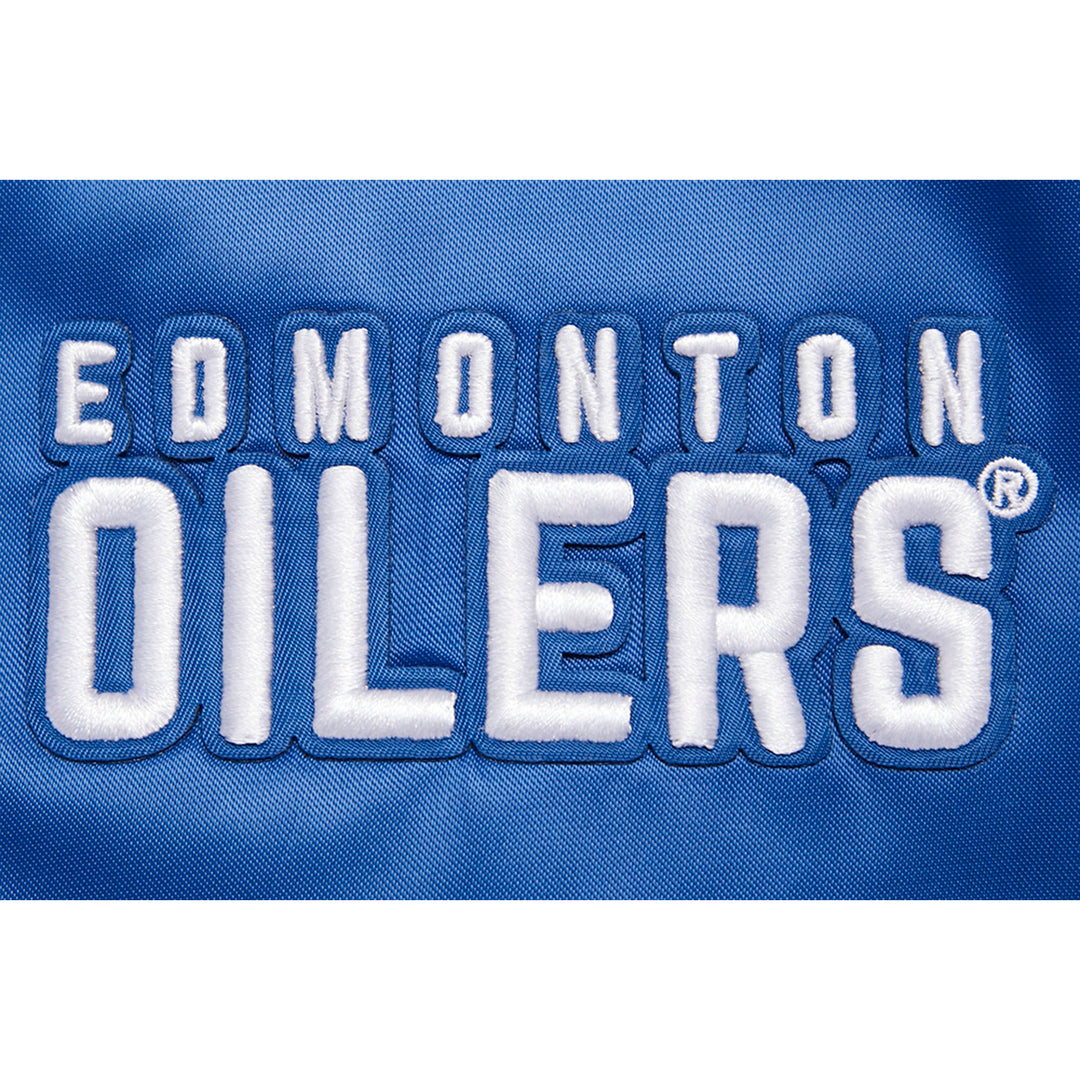 Edmonton Oilers Women's Pro Standard Blue Classic Satin Varsity Jacket
