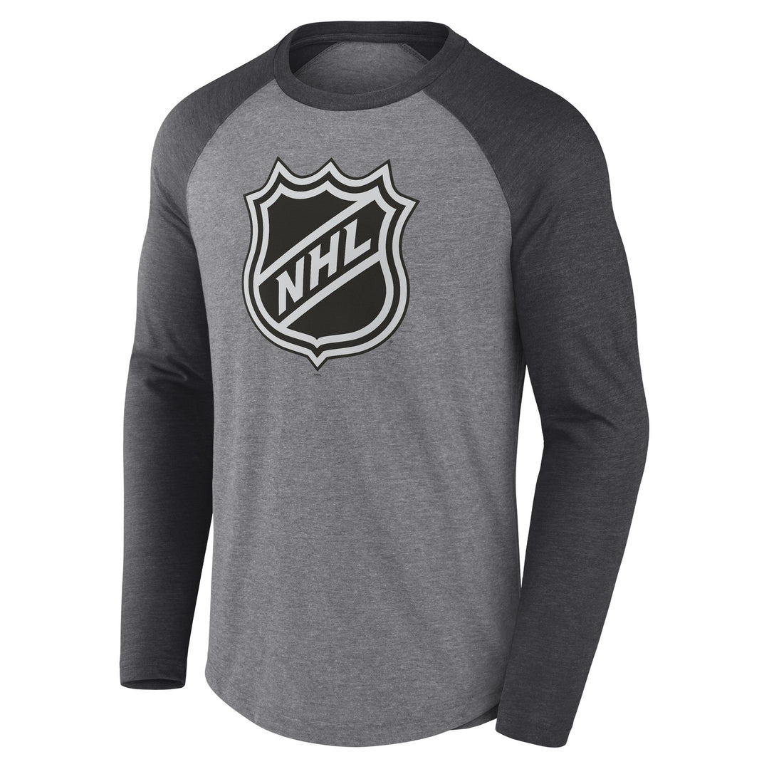 NHL Fanatics Raglan Shield Grey Long Sleeve Shirt