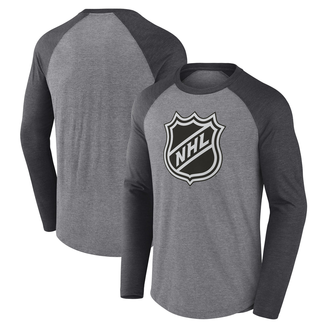 NHL Fanatics Raglan Shield Grey Long Sleeve Shirt