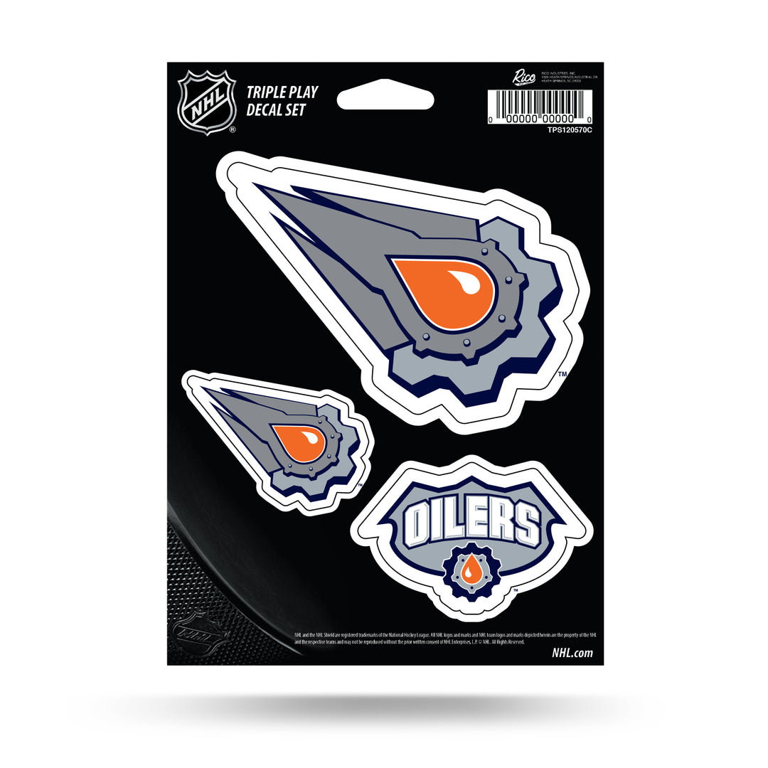 Edmonton Oilers Reverse Retro Triple Play Decal Set