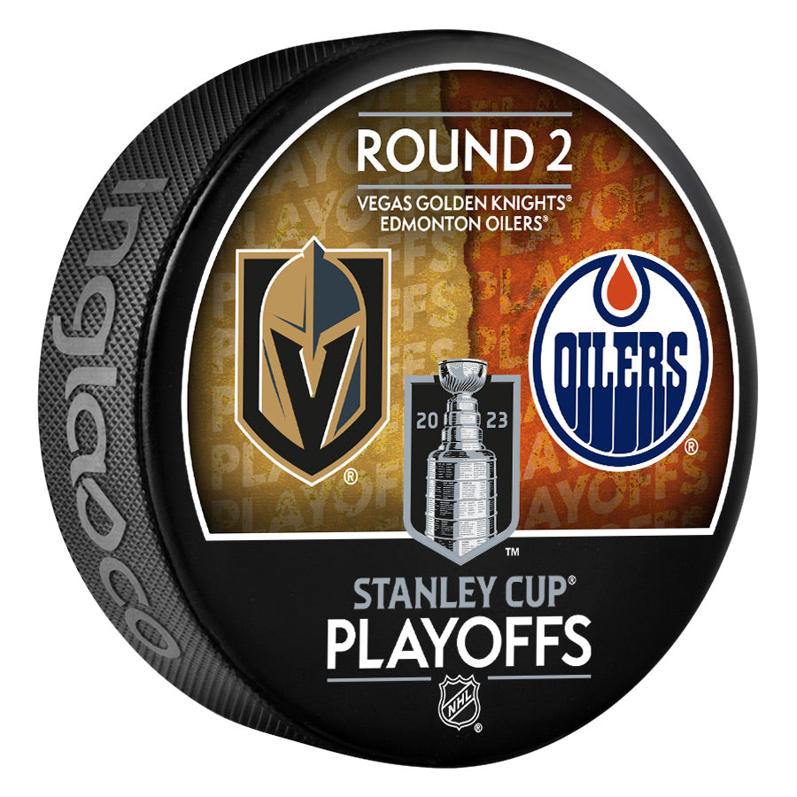Edmonton Oilers 2023 Stanley Cup Playoffs Dueling Puck - Round 2 vs Vegas Golden Knights