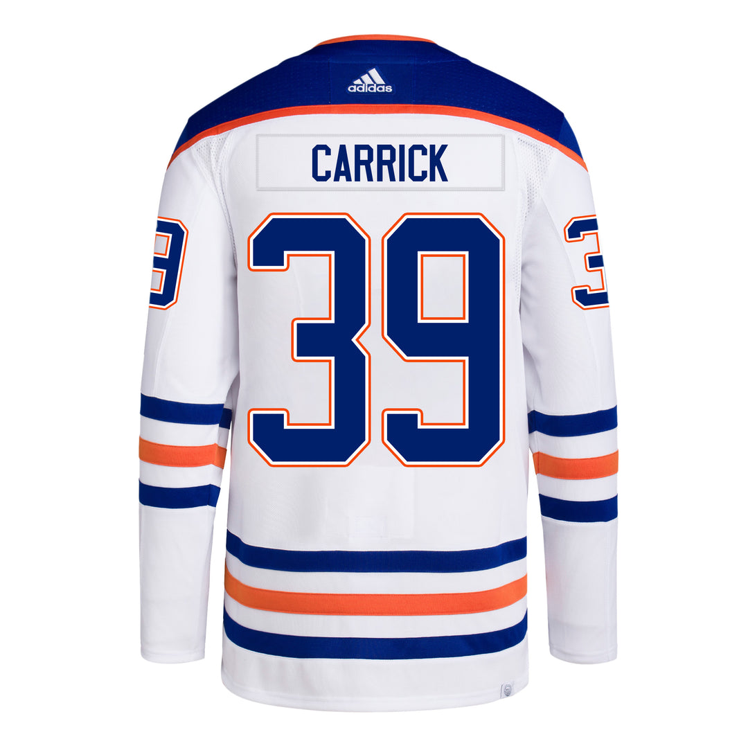 Sam Carrick Edmonton Oilers adidas Primegreen Authentic White Away Jersey