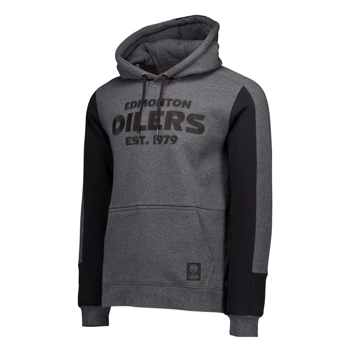 Edmonton Oilers Sport Design Sweden Grey & Black Block Panel Hoodie