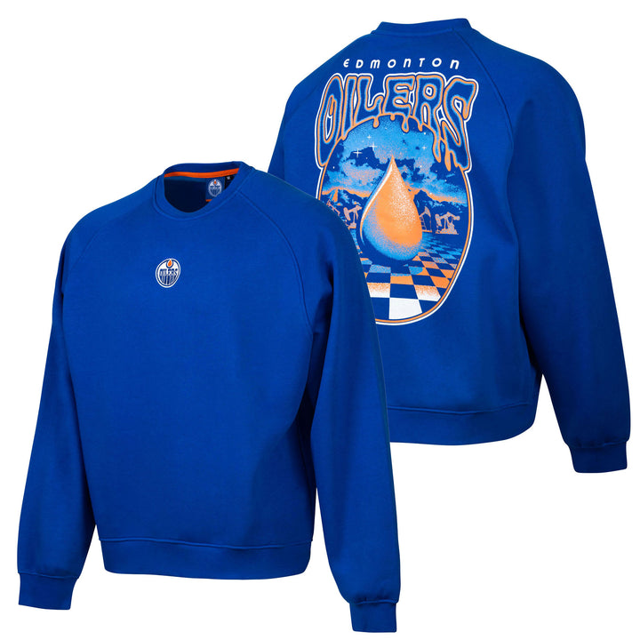 Edmonton Oilers Sport Design Sweden Blue Oversized Crewneck Sweatshirt