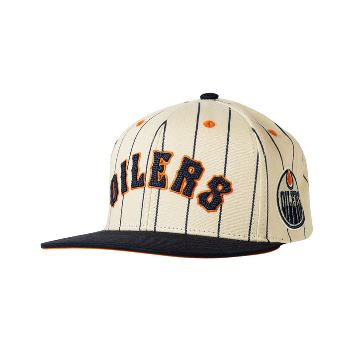 Edmonton Oilers Sport Design Sweden Cream Baseball Flat Brim Snapback Hat
