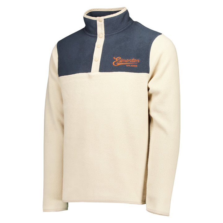 Edmonton Oilers Sport Design Sweden Cream Fleece Pullover Henley Top