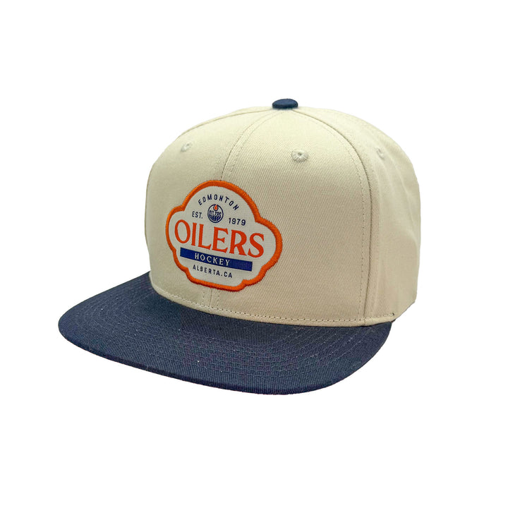 Edmonton Oilers Sport Design Sweden Cream Two Tone Flat Brim Snapback Hat