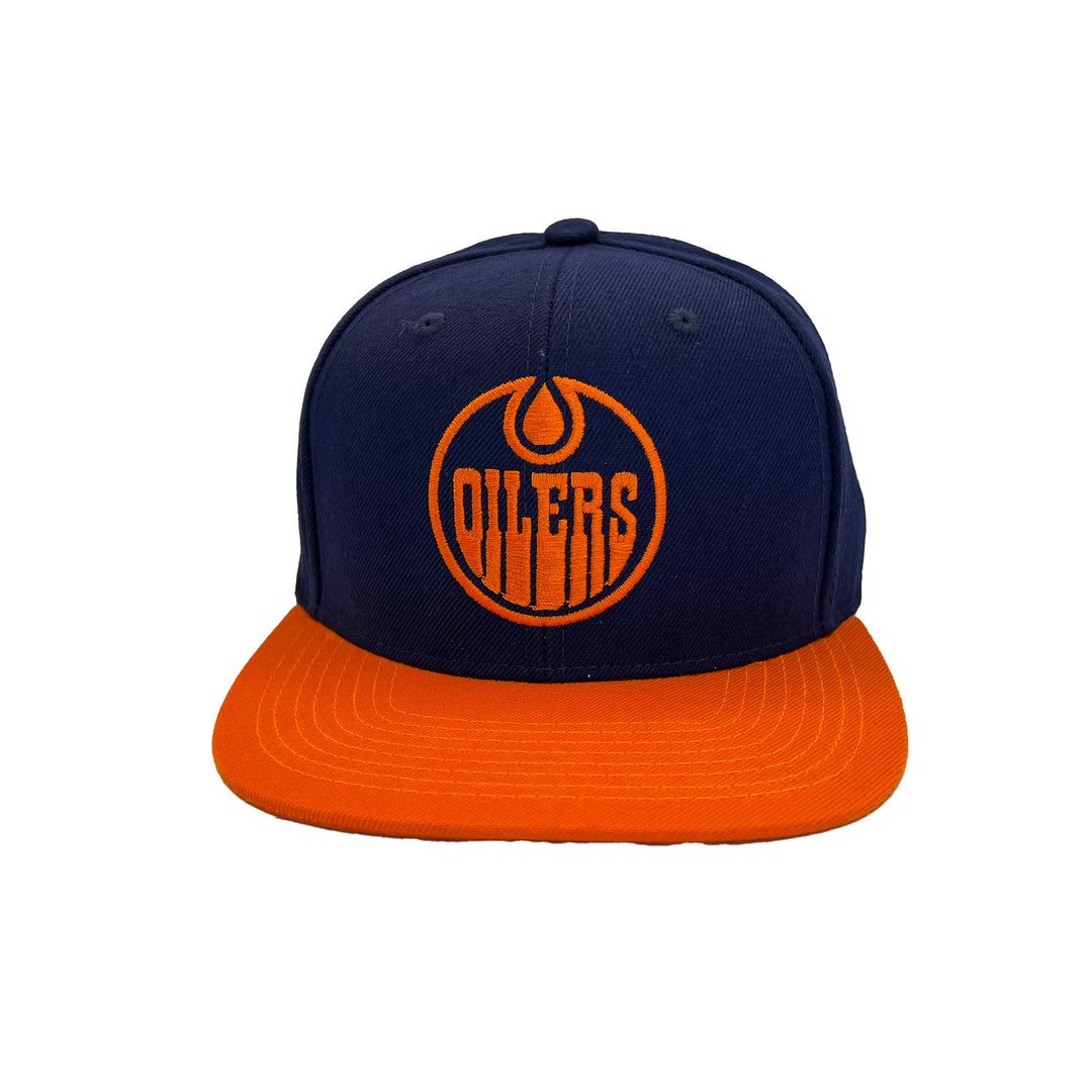 Edmonton Oilers Sport Design Sweden Navy Alternate Logo Flat Brim Snapback Hat