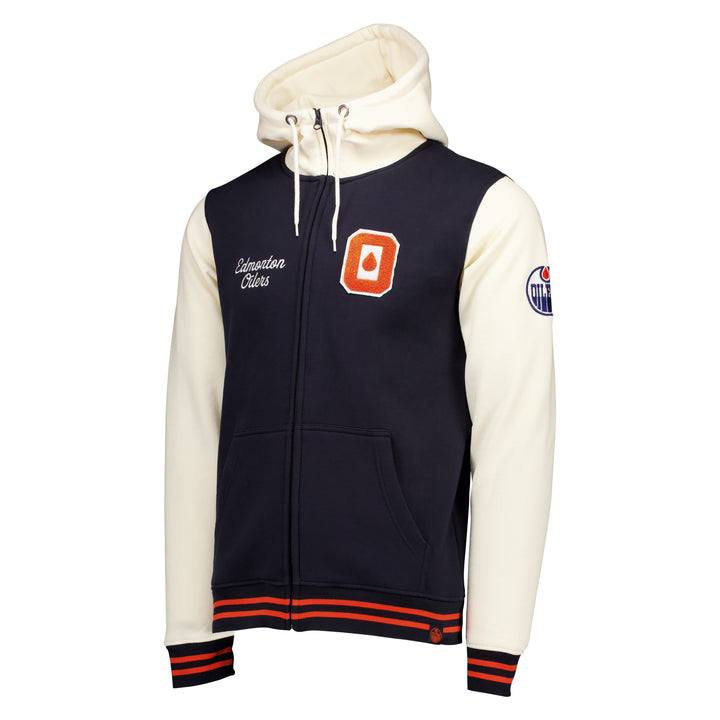 Edmonton Oilers Sport Design Sweden Navy Full-Zip Hoodie