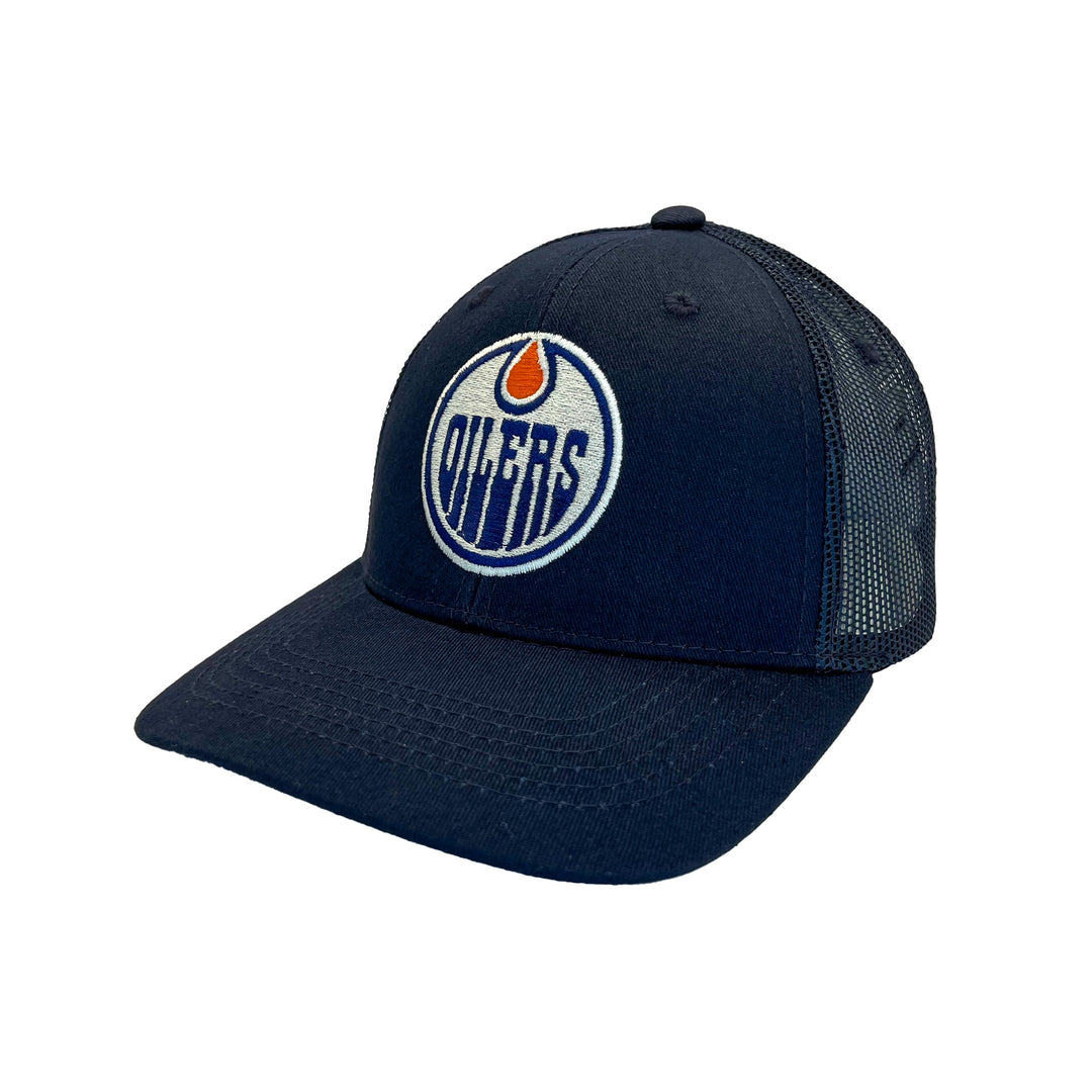 Edmonton Oilers Sport Design Sweden Navy Mesh Baseball Snapback Hat