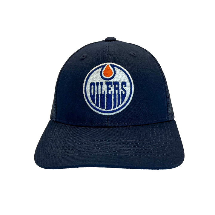 Edmonton Oilers Sport Design Sweden Navy Mesh Baseball Snapback Hat