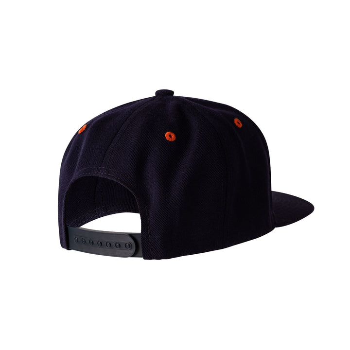 Edmonton Oilers Sport Design Sweden Navy Script Flat Brim Snapback Hat