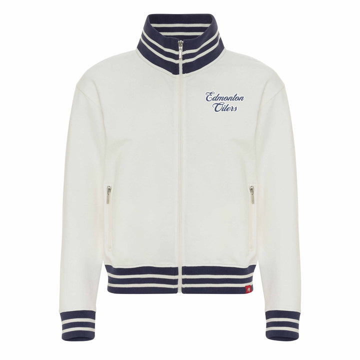 Edmonton Oilers Women's Sportiqe Sutton Resto White Full-Zip Jacket