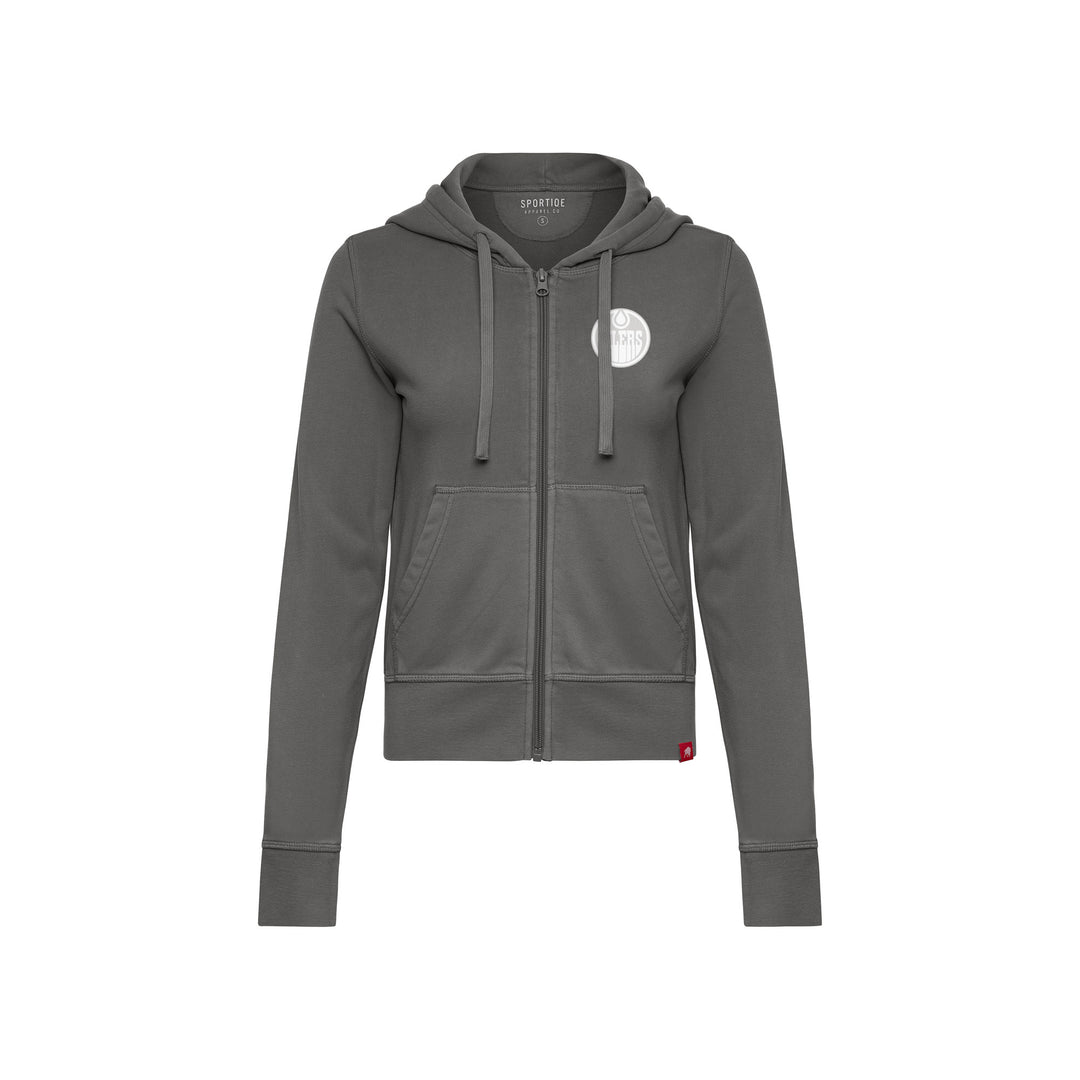 Edmonton Oilers Women's Sportiqe Playa Grey Full-Zip Hoodie