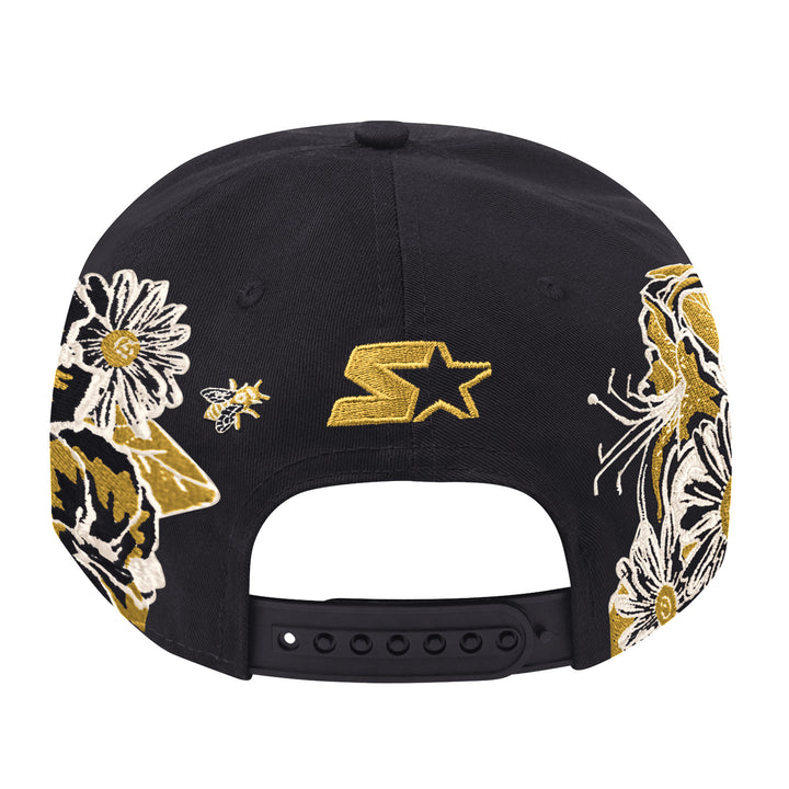 Edmonton Oilers Starter Black Fashion Flowers Curved Starfit Snapback Hat