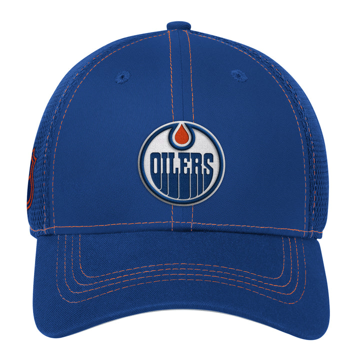 Edmonton Oilers Starter Blue Tech Curved Starfit Adjustable Hat