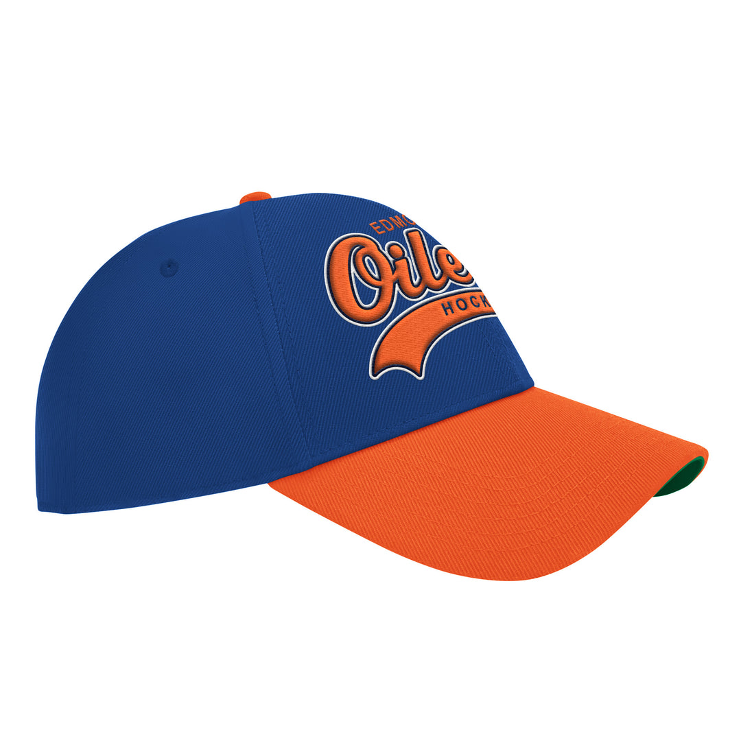 Edmonton Oilers Starter Blue & Orange 90's Tail Sweep Curved Starfit Snapback Hat
